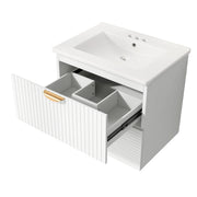 Modern 24-Inch Wall-Mounted Bathroom vanity with 2 Drawers,