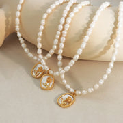 French Baroque freshwater pearl chain oval plate