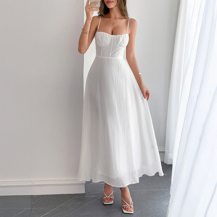 Diyun Casual Vacation Mini Strap Slim Long Dress Women's