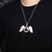 Angel Wings Large DIY Photo Frame Pendant Full Zircon Jewelry