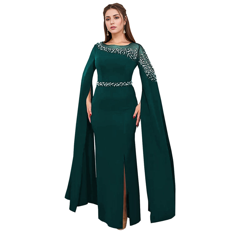 Cape sleeve evening gown dress