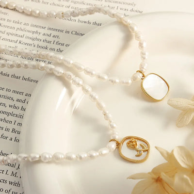 French Baroque freshwater pearl chain oval plate