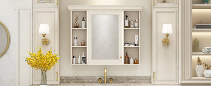 Blue Wall Mounted Bathroom Storage Cabinet With Mirror