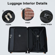 Contrast Color Hardshell Luggage 24inch Expandable Spinner Suitcase