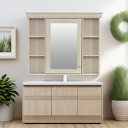 Blue Wall Mounted Bathroom Storage Cabinet With Mirror