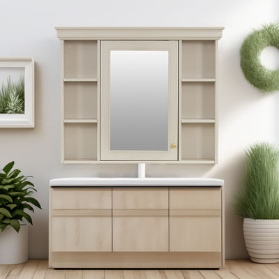 Blue Wall Mounted Bathroom Storage Cabinet With Mirror