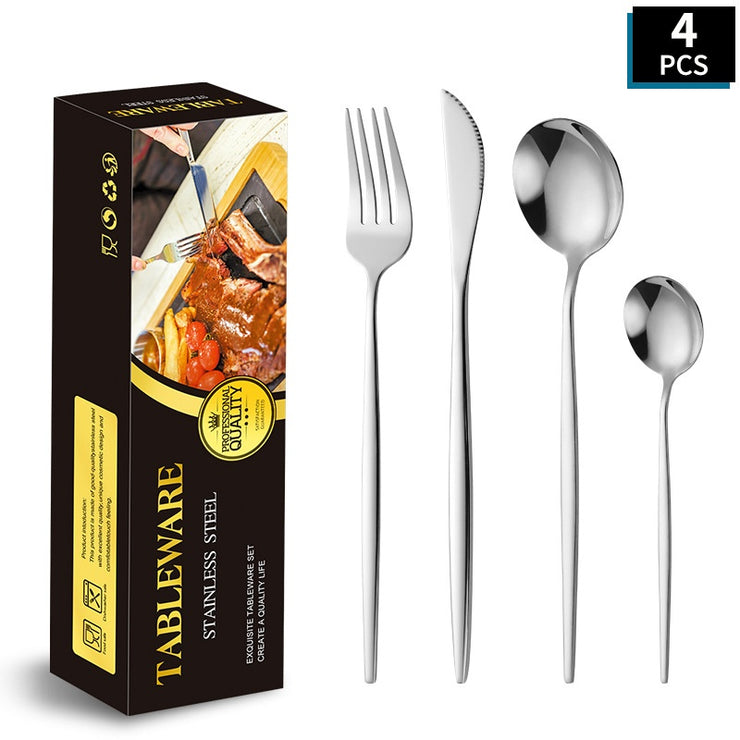 Portuguese Stainless Steel Knife Fork Spoon Golden Steak Knife Fork Set