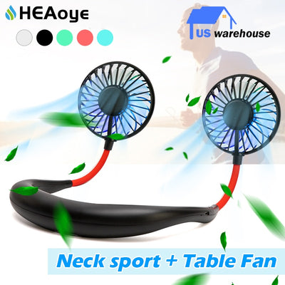 Mini USB Portable Fan Neck Fan Neckband With Rechargeable Battery Small Desk Fans handheld  Air Cooler Conditioner for Room