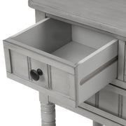 TREXM Narrow Console Desk, Thin Sofa Table with Three Storage Drawers