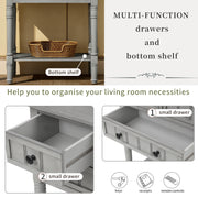TREXM Narrow Console Desk, Thin Sofa Table with Three Storage Drawers