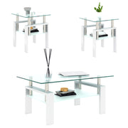 Set of 2, Modern Tempered Glass Tea Table Coffee Table End Table, Square