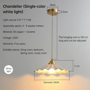 All-Copper Ceramic Floral Pendant Light