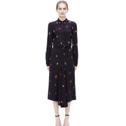 Hot Sale Victoria Beckham Women Print Long Sleeve Shirt And Skirt Set