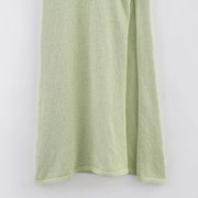 Women's V-neck Backless Long Dress Sexy High Slit Knitted Strapless Dress