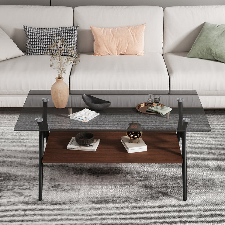 Rectangle Coffee Table with Tempered Glass