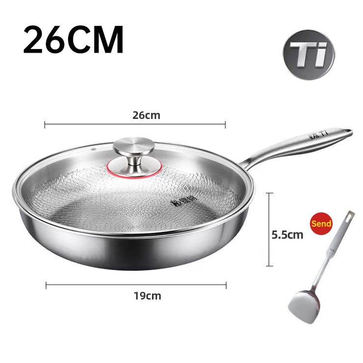 German uncoated pure titanium frying pan with fish