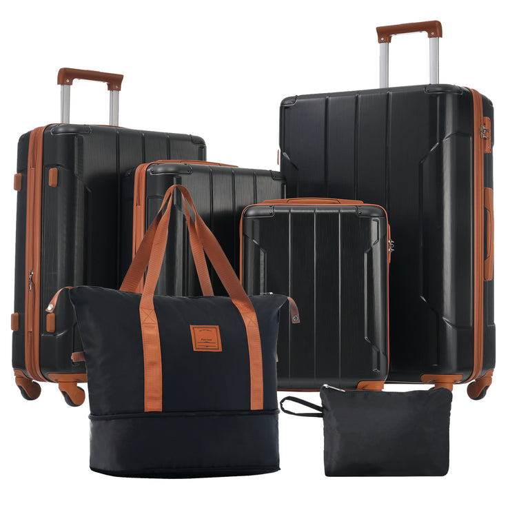 Hard shell luggage set 6-piece luggage set, expandable lightweight