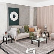 Set of 2, Modern Tempered Glass Tea Table Coffee Table End Table,