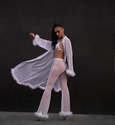 Summer Women Mesh High Waist Pants
