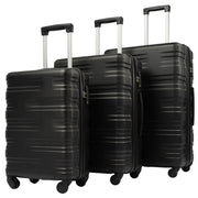 Hardshell Luggage Sets 3 Pcs Spinner Suitcase with TSA Lock Lightweight 20''24''28''   Black + ABS