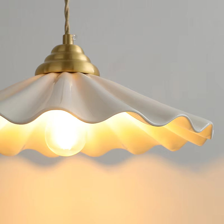 All-Copper Ceramic Floral Pendant Light