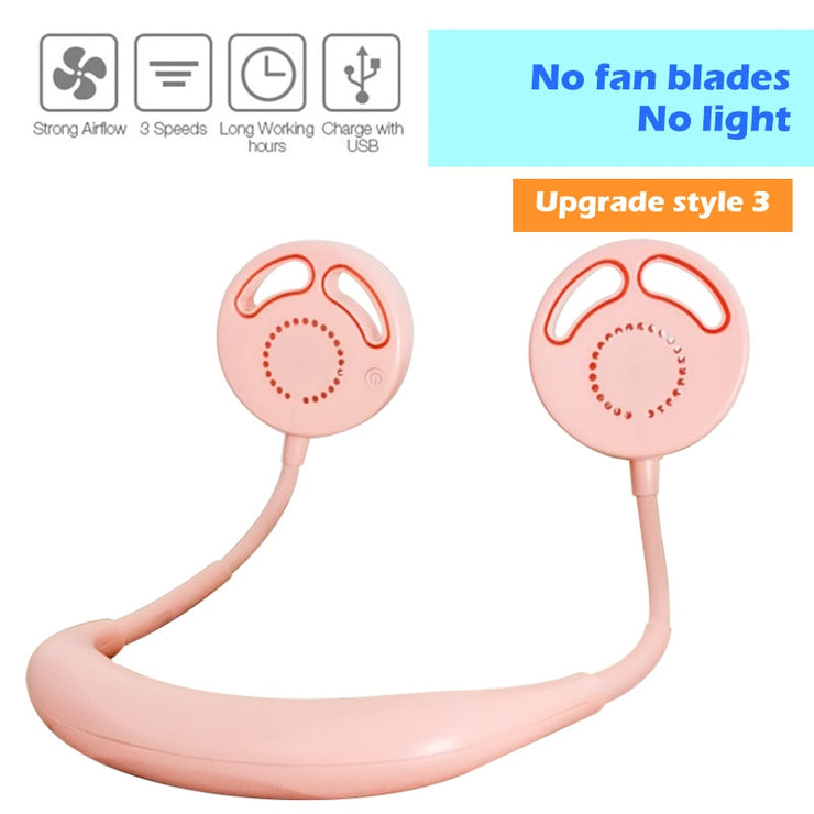 Mini USB Portable Fan Neck Fan Neckband With Rechargeable Battery Small Desk Fans handheld  Air Cooler Conditioner for Room