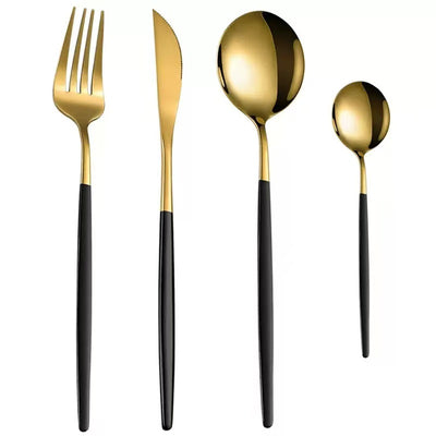 Stainless Steel Cutlery Set with Portuguese Gold Spray