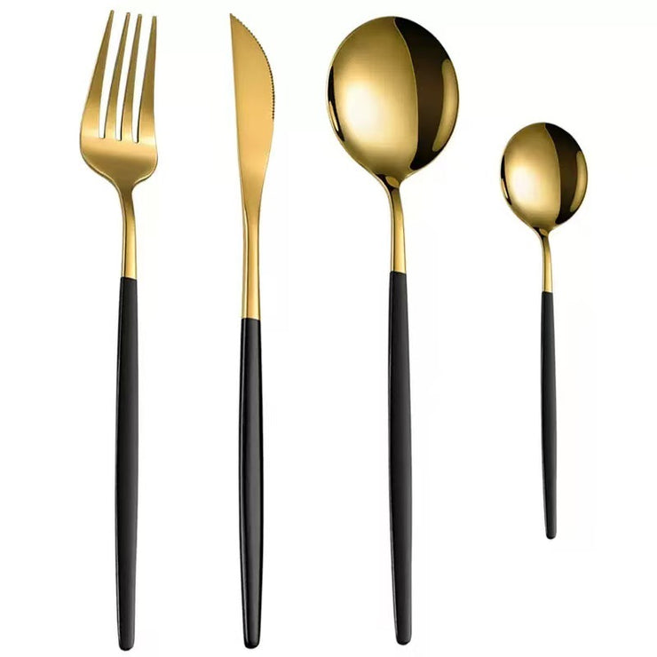 Stainless Steel Cutlery Set with Portuguese Gold Spray