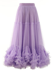 Folds Mesh Skirts For Women High Waist