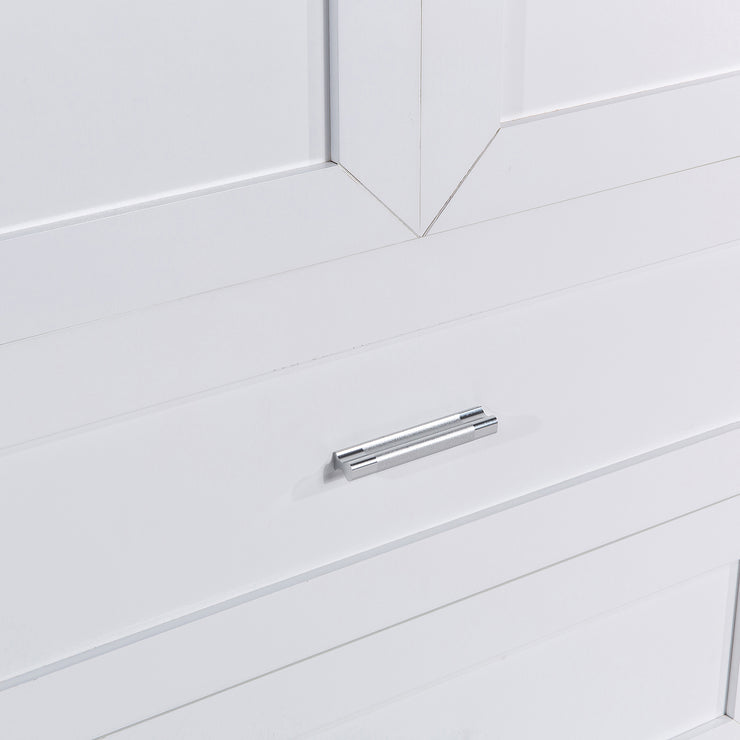 Tall Bathroom Storage Cabinet, Cabinet with Two Doors and Drawers, Adjustable Shelf, MDF Board, White