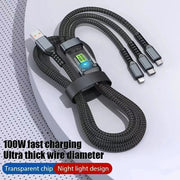 3 In 1 Usb 100w Cable For Fast Charging And Data Mini Usb