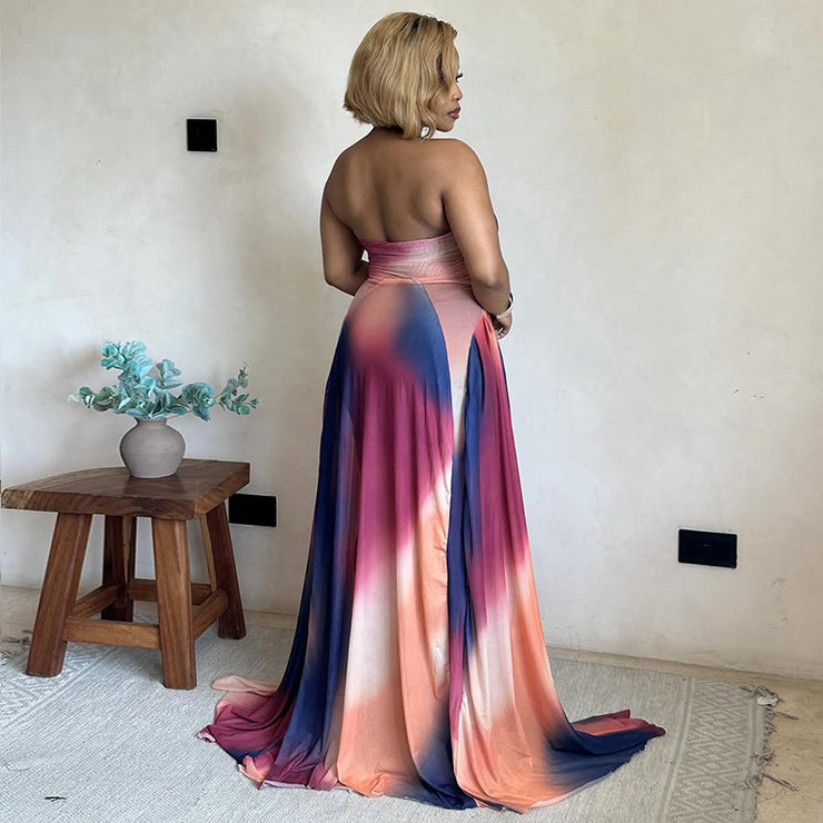 Women's gradient color waist-tightening