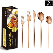 Portuguese Stainless Steel Knife Fork Spoon Golden Steak Knife Fork Set