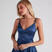 V-neck Strapless Backless Evening Gown