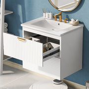 Modern 24-Inch Wall-Mounted Bathroom vanity with 2 Drawers,