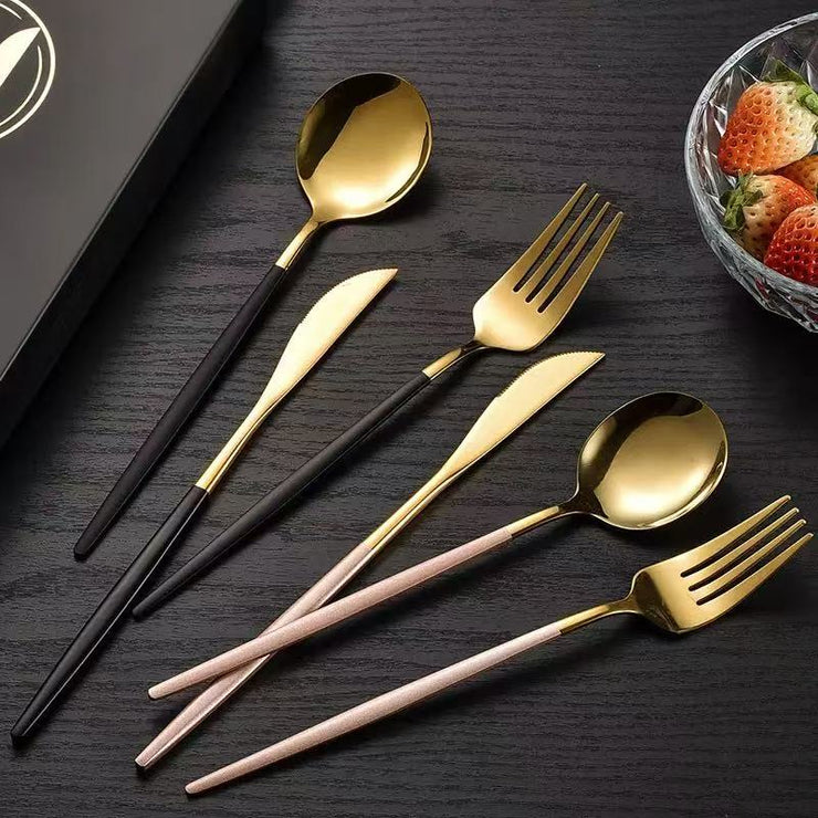 Stainless Steel Cutlery Set with Portuguese Gold Spray