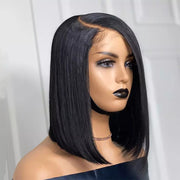 Female oriented front lace wig black short straight hair