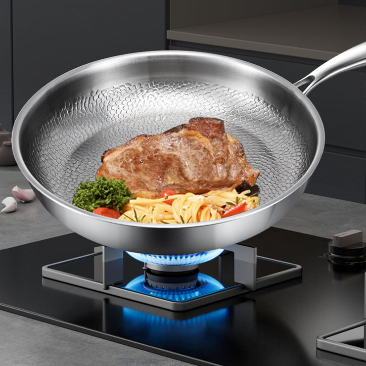 German uncoated pure titanium frying pan with fish