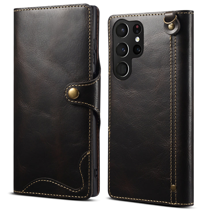 Samsung S22 Retro Leather Leather Case S24Ultra Phone Case