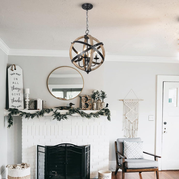 Farmhouse Chandelier Light Fixtures 4-Light Dining Room