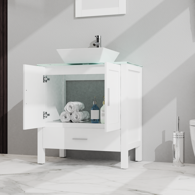 Goodyo 30" Bathroom Vanity and Sink Combo Glass