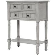 TREXM Narrow Console Desk, Thin Sofa Table with Three Storage Drawers
