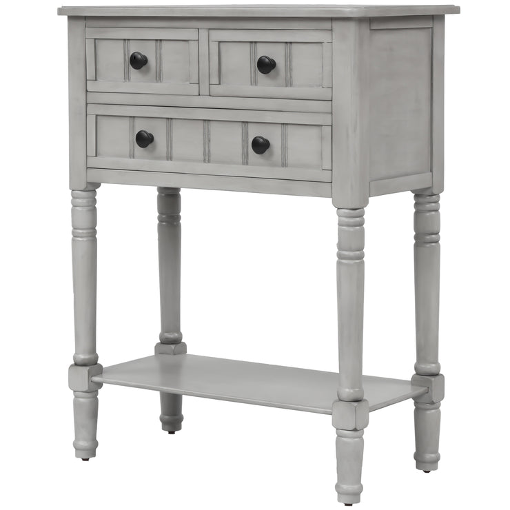 TREXM Narrow Console Desk, Thin Sofa Table with Three Storage Drawers