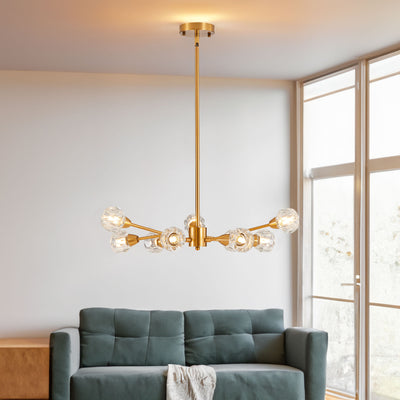 Modern Crystal Chandeliers, 9 Lights Golden Chandelier