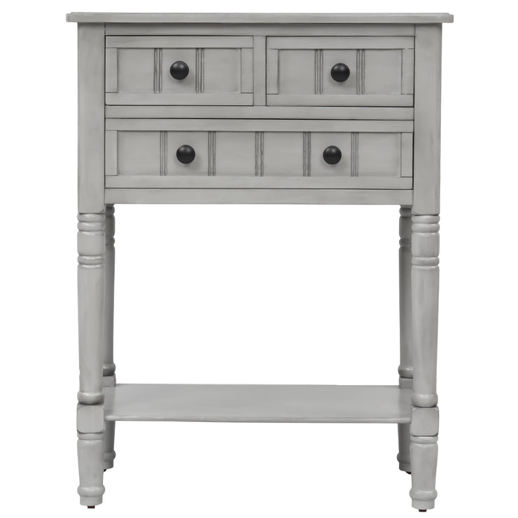 TREXM Narrow Console Desk, Thin Sofa Table with Three Storage Drawers