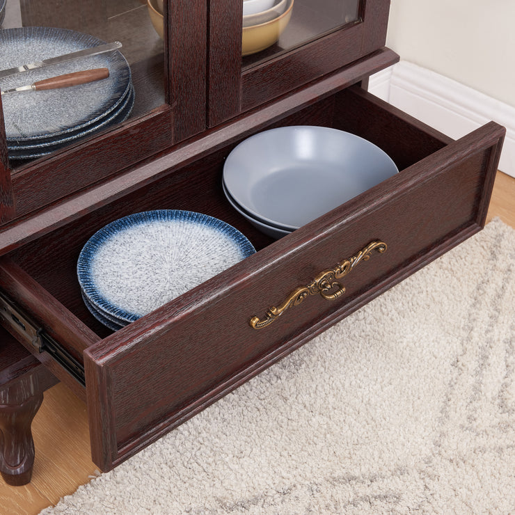 Curio cabinet lighting glass cabinet with adjustable glass frame, 2 doors and 1 drawer