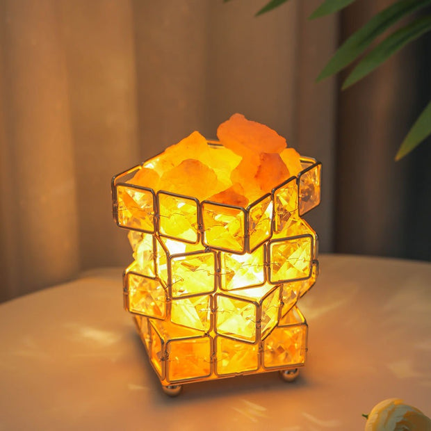 USB Crystal Table Lamp Three Color Dimming Magic Cube Stone