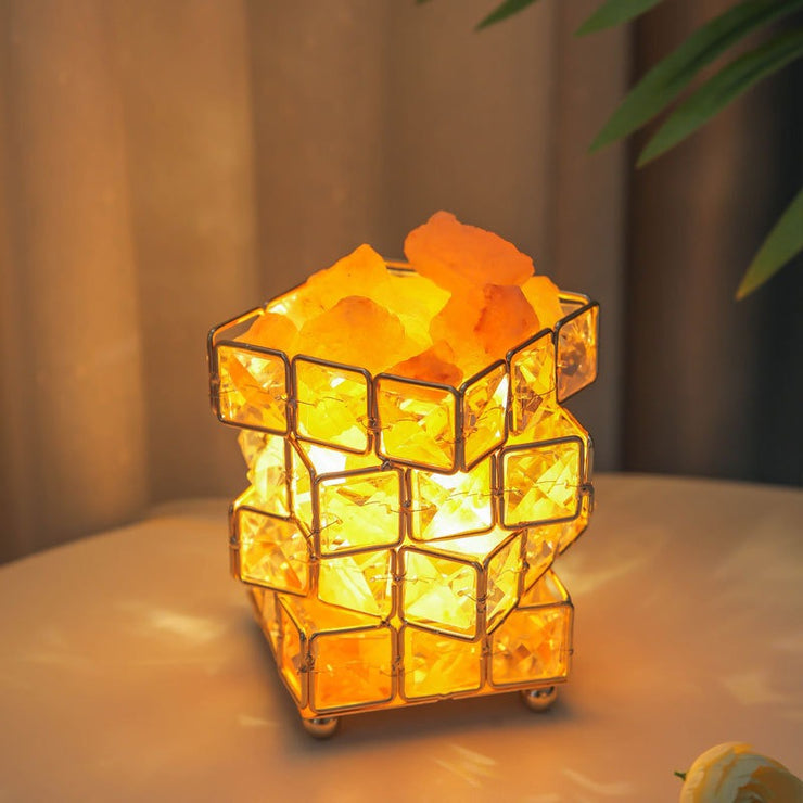USB Crystal Table Lamp Three Color Dimming Magic Cube Stone