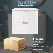 Modern 24-Inch Wall-Mounted Bathroom vanity with 2 Drawers,