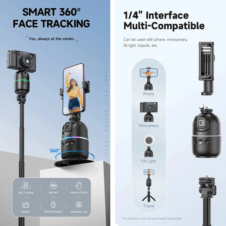 P03  AI Smart Gimbal 360° Auto Face Tracking Gimbal All-in-one Rotation